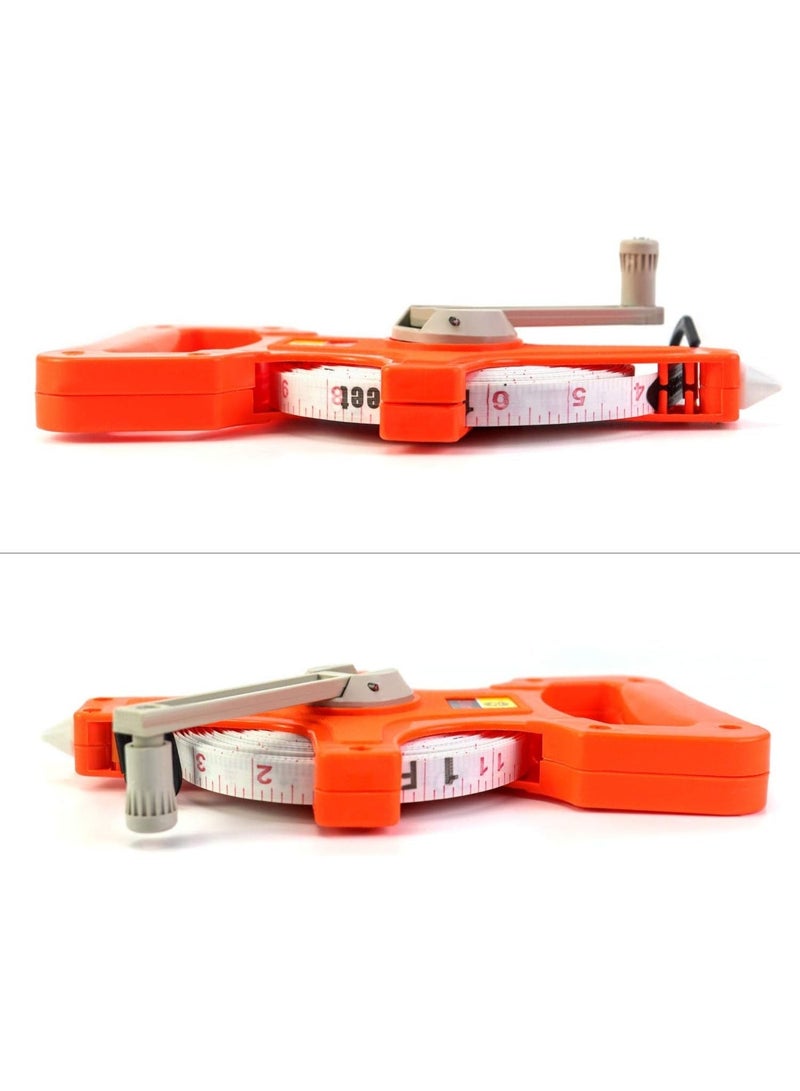 100-meter long metric measuring tape - durable plastic frame with comfortable hand grip and size lock - ideal for surveying, construction, and sports fields. - Image 3